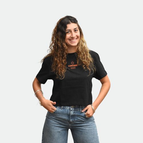 Remera con logo estampado mujer Sun Logo CONVERSE - BLACK